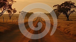 Dry and Dusty Australian Road under the Sun