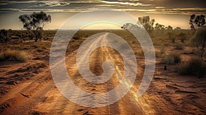 Dry and Dusty Australian Road under the Sun