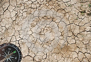 Dry earth and a compass