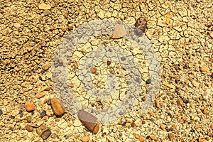 Dry earth with cracks and stones