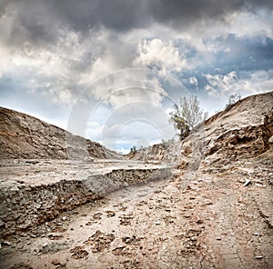 Dry earth and overcast sky