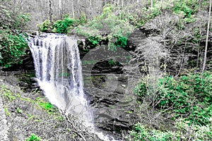 Dry falls is a scenic 65 foot waterfall in highlands north carolina