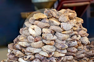 Dry fig fruit pile on market