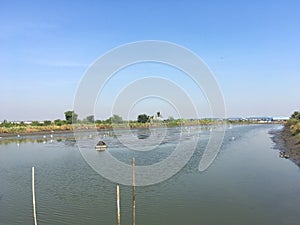 Dry fish pond in country Chachoengsao Thailand