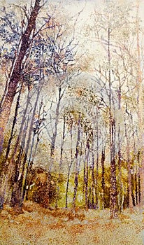 Dry forest acrylic oil impressions painting