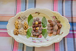 Dry fruits on Rosenthal ceramic plate