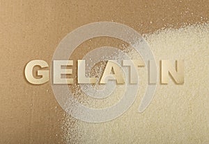 Dry gelatine powder word