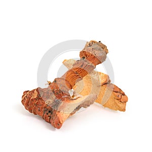 Dry ginger root isolated on white background