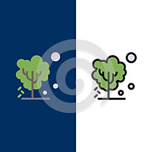 Dry, Global, Soil, Tree, Warming  Icons. Flat and Line Filled Icon Set Vector Blue Background