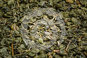 Dry Green Oolong Tea Leaves Background Texture