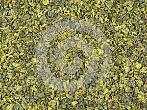 Dry green oolong tea leaves