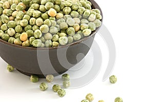 Dry green pea on white background