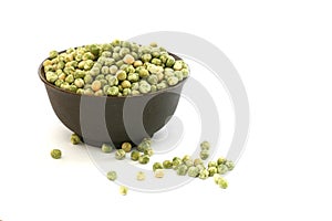 Dry green pea on white background
