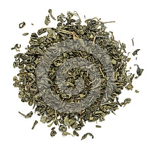 dry green tea leaves