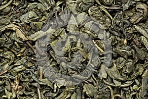 dry green tea leaves