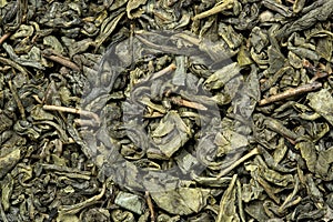 dry green tea leaves