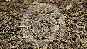 dry green tea leaves