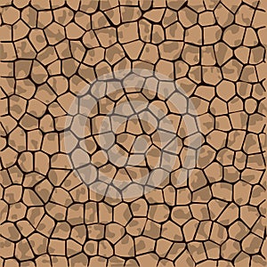 Dry ground parched soil, cracked earth texture. Vector pattern with cracks in brown beige colors