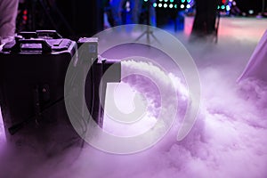 Dry ice low fog machine with hands on for wedding first dance in restaurants