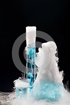 Dry ice sublimate in flasks