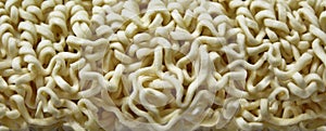 Dry instant noodles on white