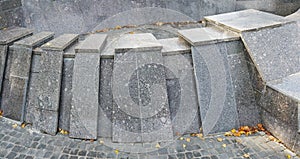 The dry interior space of the disconnected city fountain