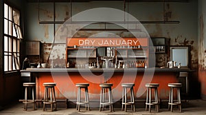 Dry January Information sign in an empty bar