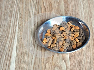 Dry kibble animal food. Balanced pet food