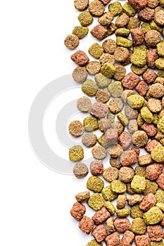 Dry kibble animal food. Dried food for cats or dogs