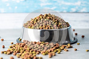 Dry kibble animal food. Dried food for cats or dogs