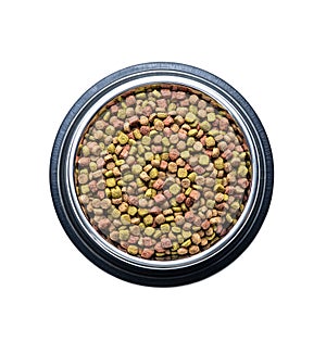Dry kibble animal food. Dried food for cats or dogs in bowl