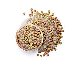 Dry kibble animal food. Dried food for cats or dogs in bowl