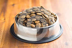 Dry kibble dog food.