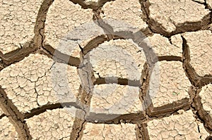 Dry lake or swamp in the process of drought and lack of rain or moisture, a global natural disaster. The cracked soil of the earth