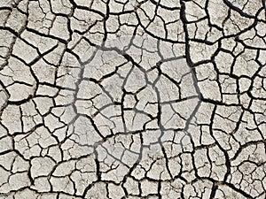 Dry land due to scarcity of water, cracked soil, texture