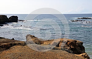 Dry landscape over ocean