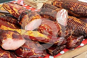Dry meat sold on market stall