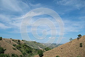 Dry mountain with blue sky background