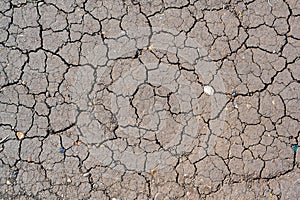 Dry mud cracked ground texture. Drought season background. Dry and cracked land, dry due to lack of rain. Effects of