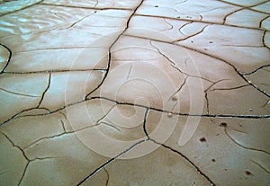 Dry mud cracked pattern on desert ground , natural texture of Earth