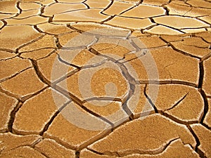 Dry mud cracked pattern on desert ground , natural texture of Earth