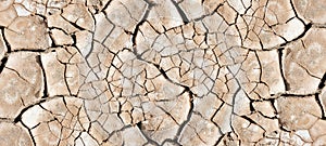 Dry mud desert. Banner background texture