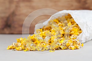 Dry mullein flowers in a paper bag