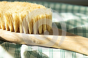 Dry natural bristle brush with wooden handle for anti cellulite massage