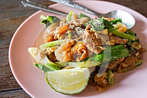 Dry noodle on wood table