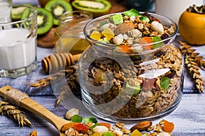 Dry oat flakes with candied fruits