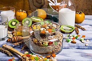 Dry oat flakes with candied fruits