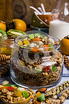 Dry oat flakes with candied fruits