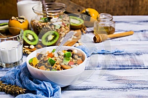 Dry oat flakes with candied fruits