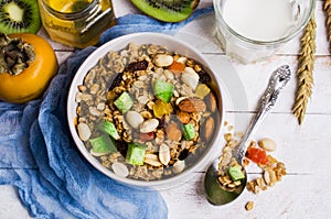 Dry oat flakes with candied fruits